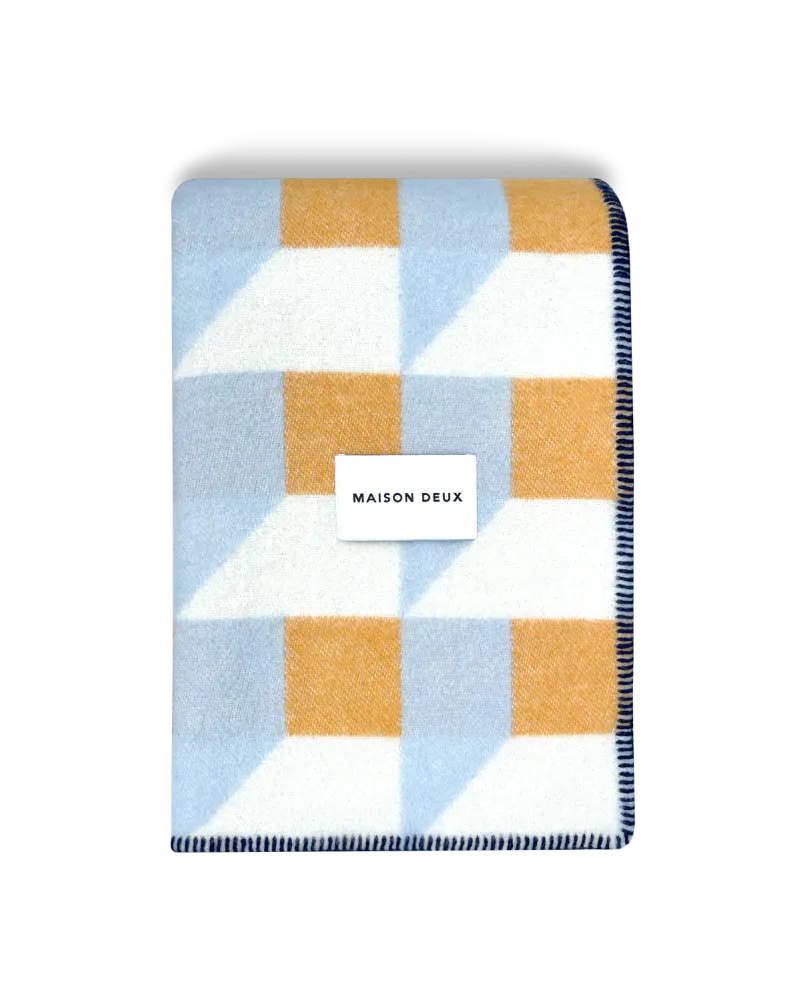 Maison Deux Cubics Pledd Blå/Gul