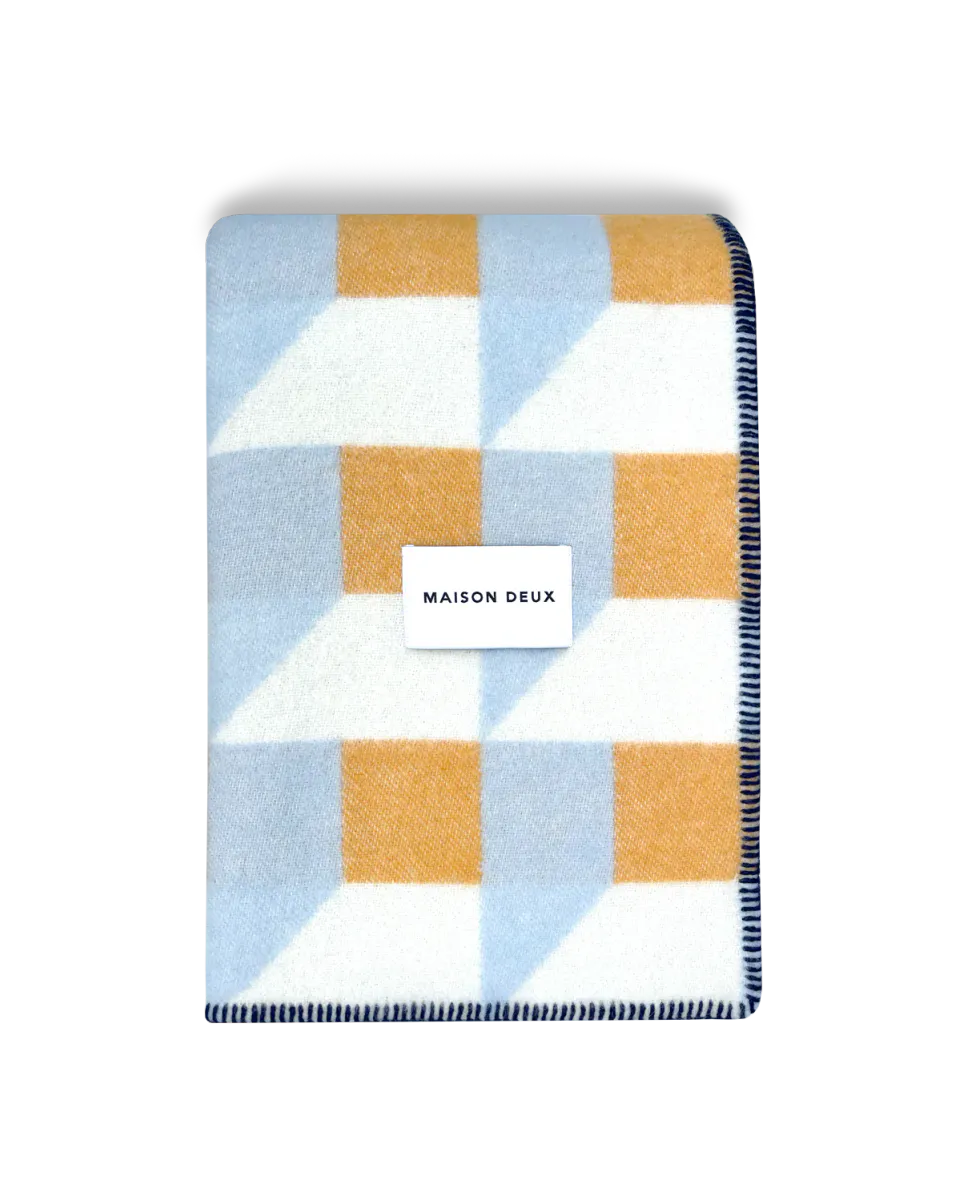 Maison Deux Cubics Pledd Blå/Gul