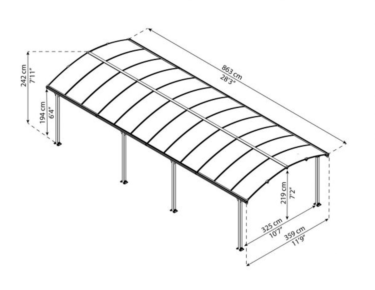 Palram - Canopia Arcadia Carport Grå 31 m²