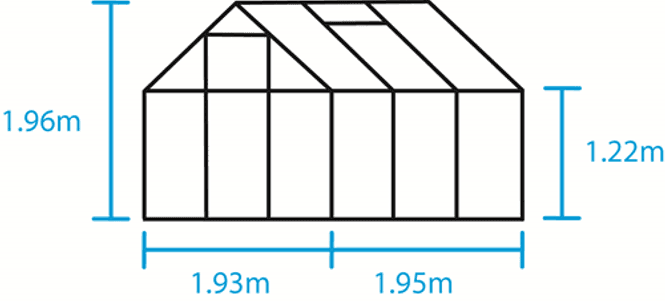 Hovedbilde Halls Drivhus Popular Sort, Herdet Glass 3,8 m²