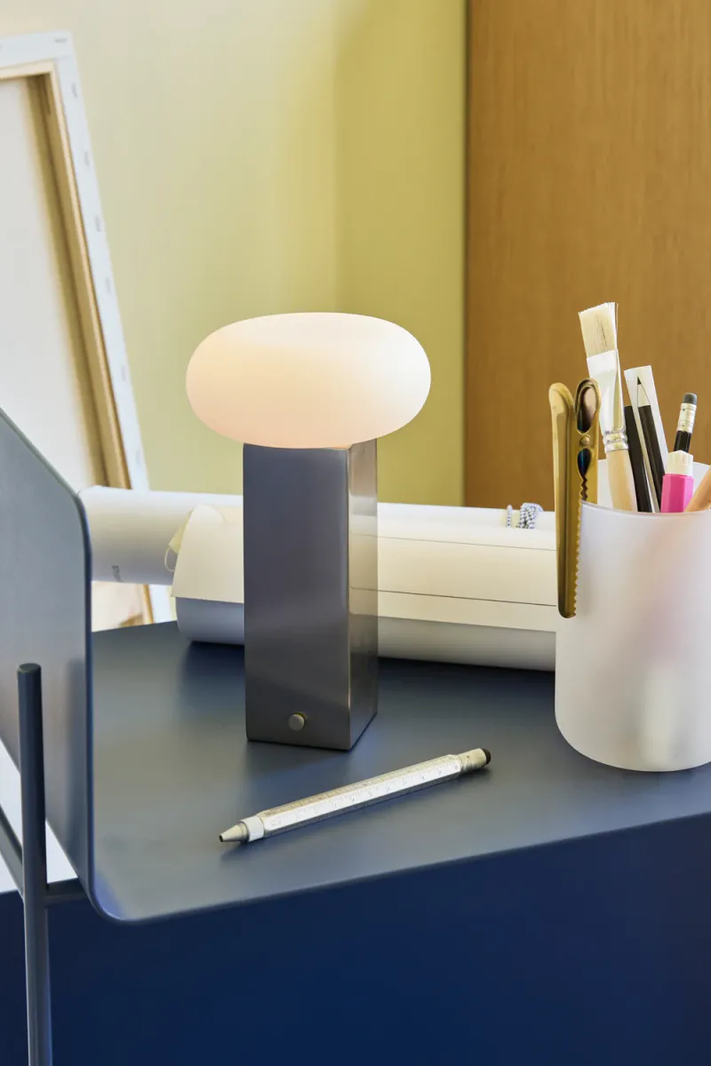 Hübsch Low Bærbar Lampe Nikkel