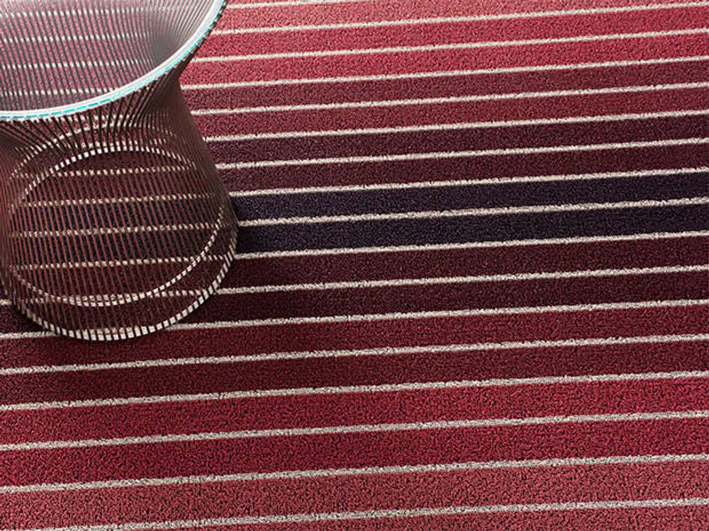 Chilewich Dørmatte Block Stripe Tranebær