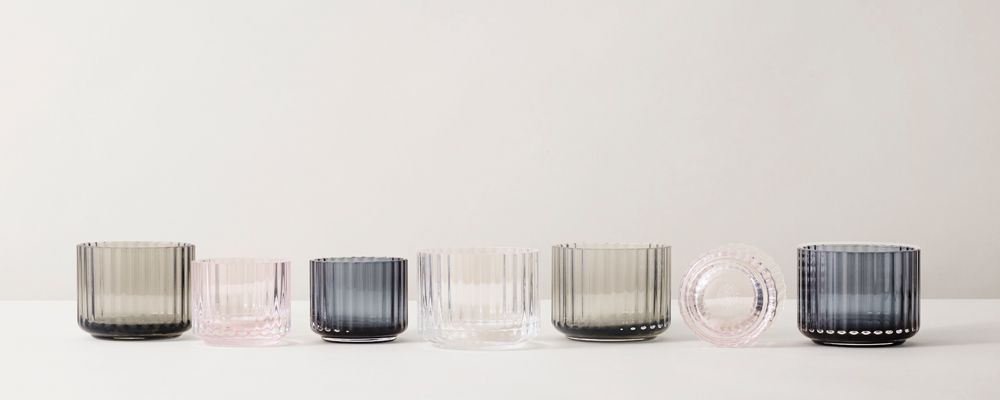 Lyngby Porcelæn Telysholder Glass Blå Liten H5,5 cm