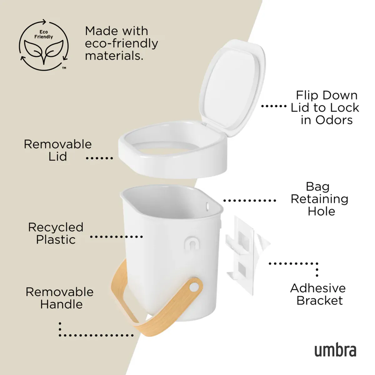 Umbra Bellwood Kompostbøtte 4 L Hvit/Natur