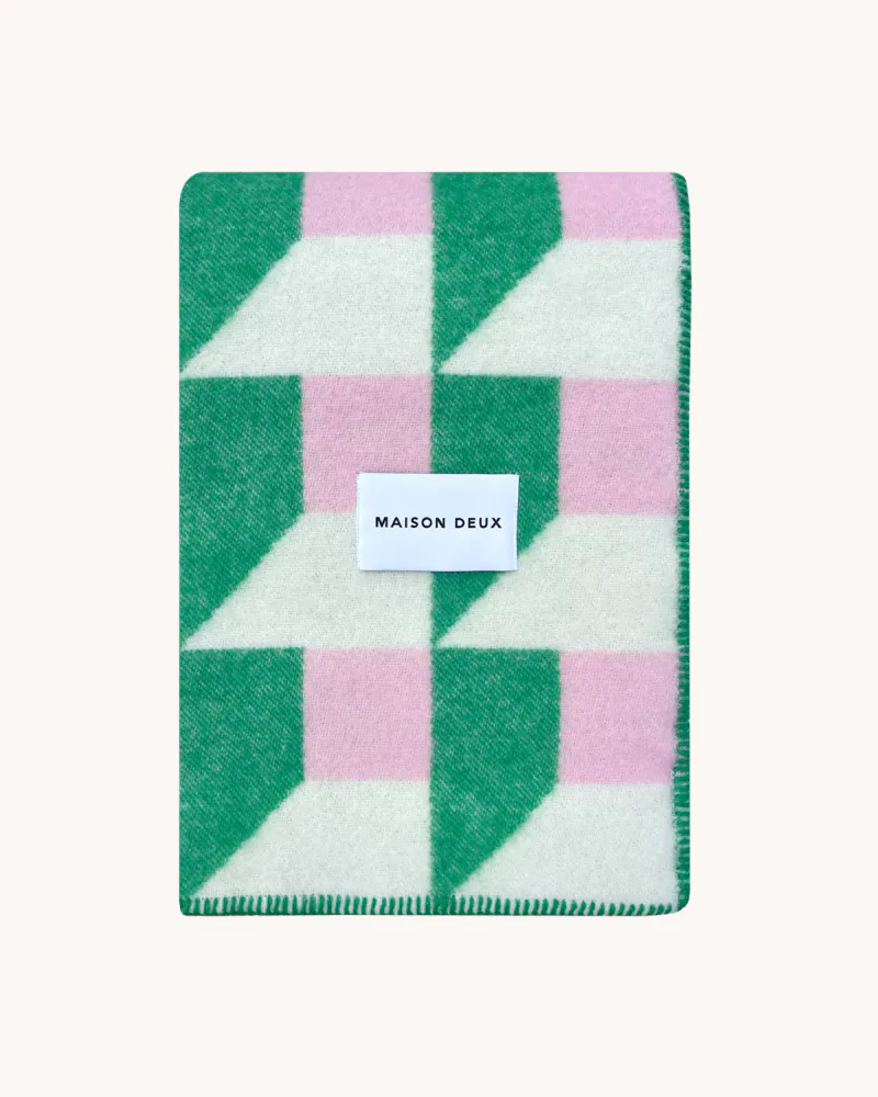 Maison Deux Cubics Pledd Grønn/Rosa