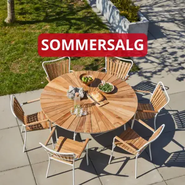 Sommersalg på utemøbler, griller, pizzaovner, drivhus og mye mer