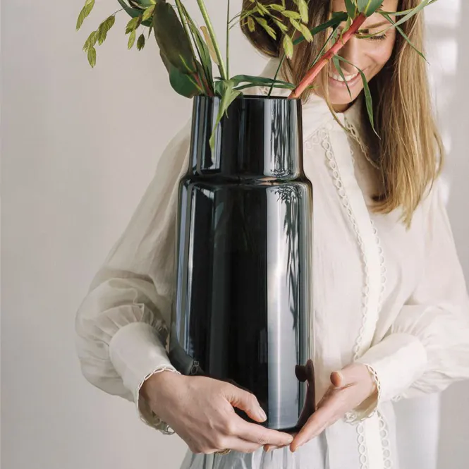 Hovedbilde Hadeland Glassverk Tindre Vase 38,7 cm Røkgrå