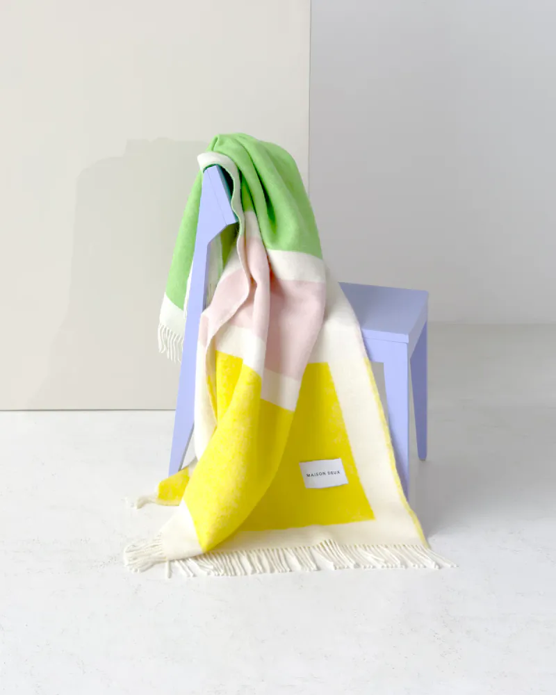 Maison Deux Color Block Pledd Gul